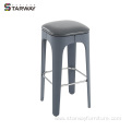 Modern High Plastic Bar Stool with Upholstered Seat